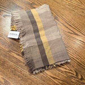 Uashmama Chic Striped Fringe Scarf in Brown and Gold